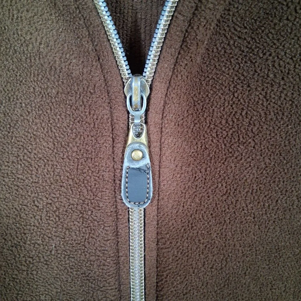 Vtg‎ Made In USA Akwa Full Zip Fleece Knit Jacket sweater Mens Xl Brown